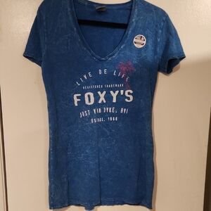Blue Women's V-Neck Top Foxy's Jost Van Dyke